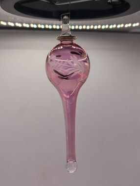 Egyptian Museum Blown Glass Mauve Pink Christmas Ornament w 24K Gold Trim 5 1/2"